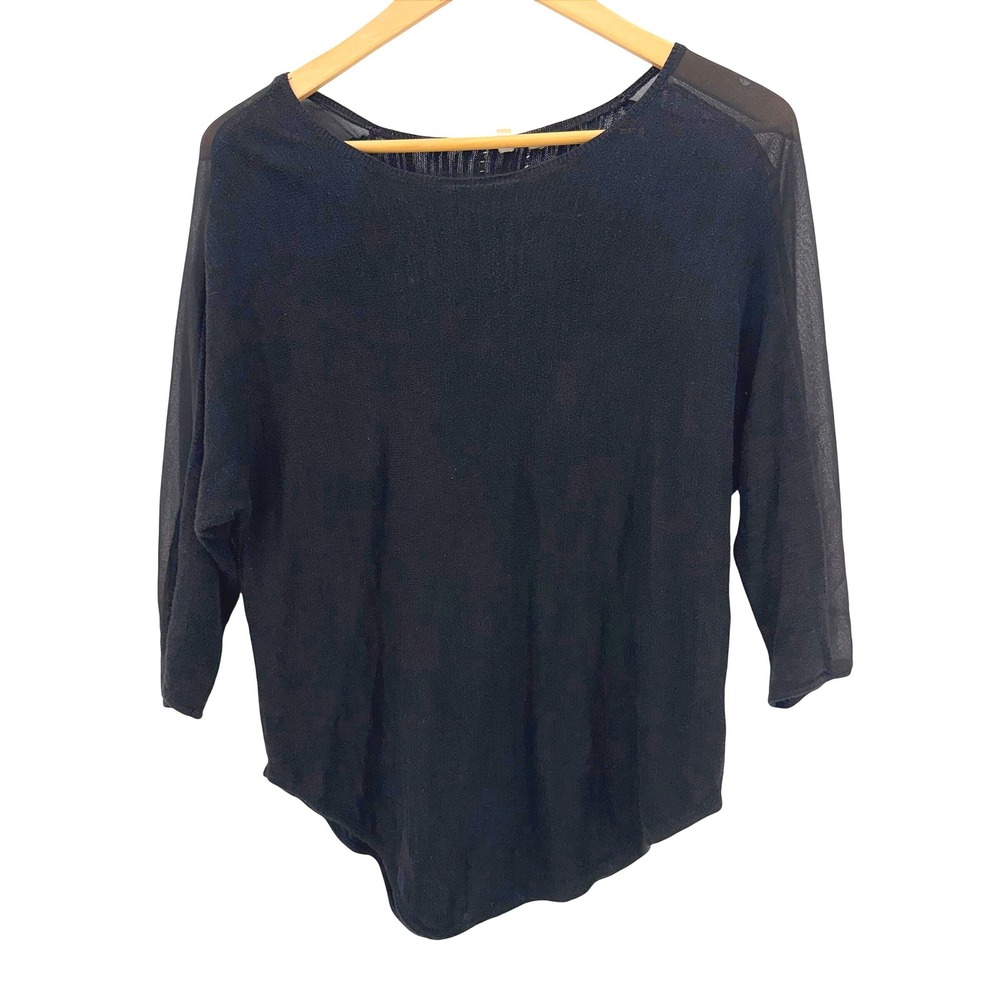 Moth Anthropologie Whimsigoth Black Sheer Dolman Sleeve Knit Top XS Minimalist